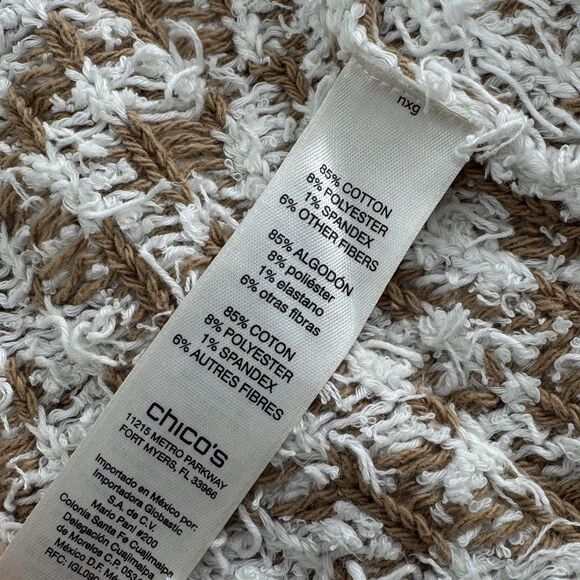 Chicos Cotton Audrey Cardigan Eyelash Open Chunky Size 1 M Metallic Bohemian - Picture 7 of 8